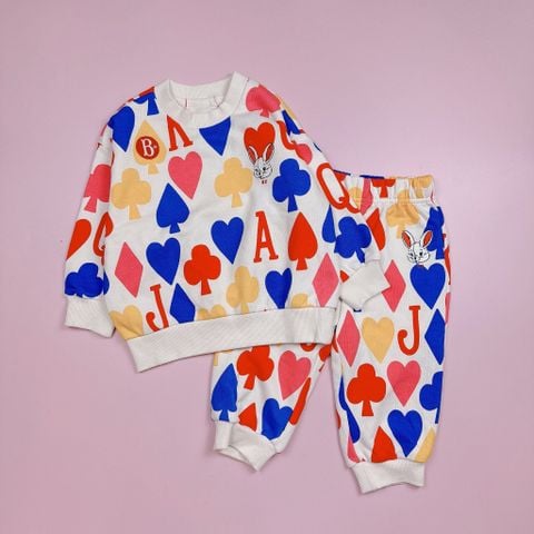 BBT38 - Bộ nỉ da cá Bebe hoạ tiết sắc màu BTBG size 85-100