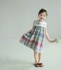 LC1894 - Váy Lennco kẻ caro sắc màu cổ yếm size 1-10y