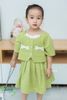 V00167 - Set áo váy dạ text June with love màu xanh 1-10y