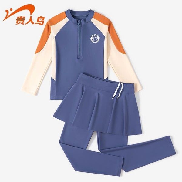 136 - Bộ bơi GRN dài tay + quần dài giả váy dòng đại 2 màu bé gái size 120-170
