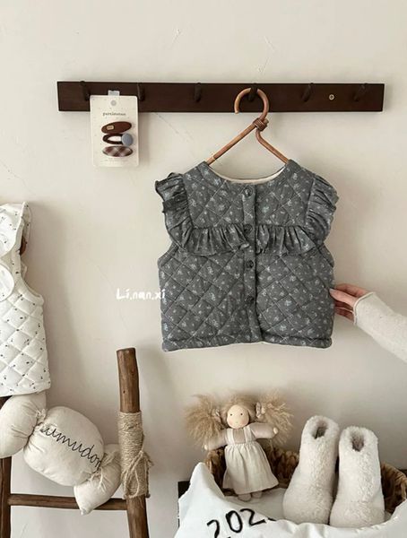 88330 - Áo gile lót nỉ LNX bèo vai ngực 2 màu Bé Gái size 90 - 140