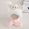 PK12 - Mũ choàng lông liền khăn hình mèo đeo nơ nhiều màu Free size 2 - 6y