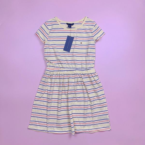 V00062 - Váy cotton kẻ ngang nhiều màu BG size 7-16y