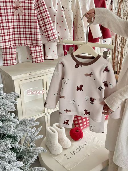 88437 - Bộ nỉ Linanxi dày ấm chủ đề noel nhiều mẫu cho bé size 90-140