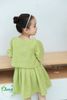 V00167 - Set áo váy dạ text June with love màu xanh 1-10y