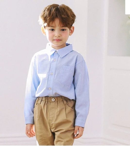 ABT13 - Áo sơ mi thô Toto Heros kẻ sọc xanh trắng size 100 - 150