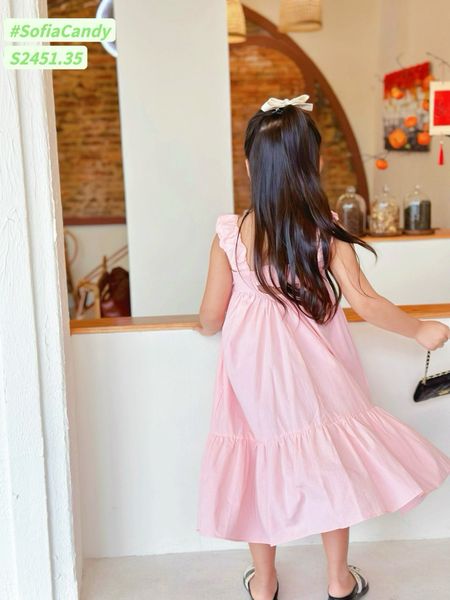 V00022 - Váy thô Sofia Candy hai dây thêu hoa ngực nhiều màu size 1-10y