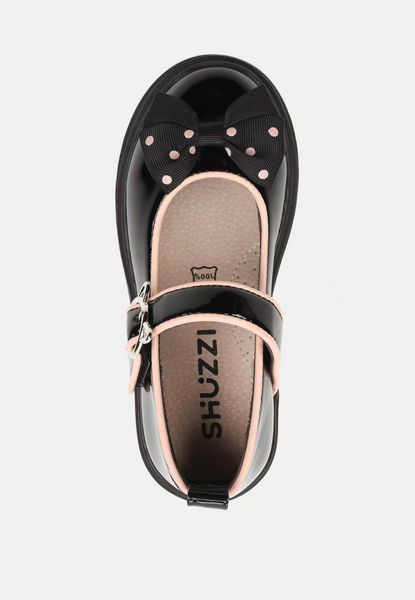 G03 - Giày búp bê nơ đen chấm bi hồng bé gái size 29-36