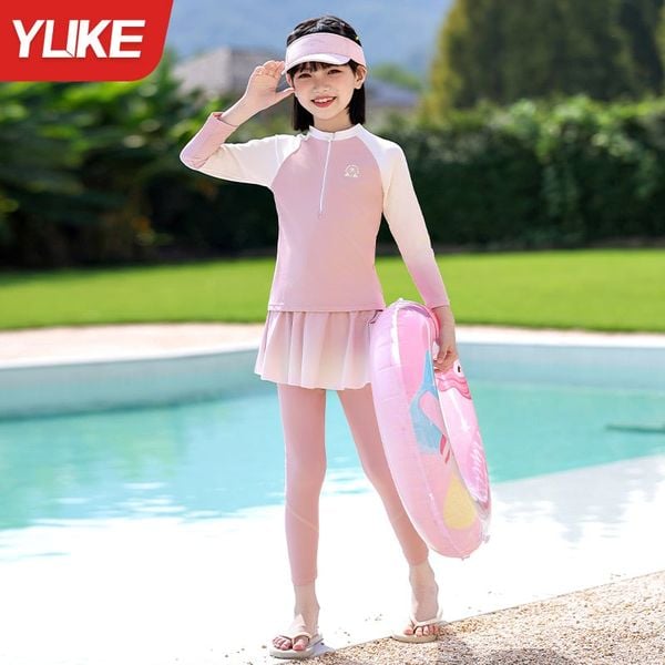 YY5604 - Bộ bơi YUKE chống nắng dài tay + quần dài bé gái size XL-6XL