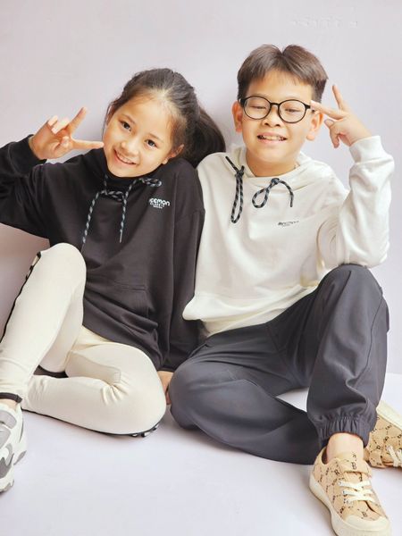 ABT91 - Áo nỉ da cá hoodie Bee Mon 3 màu in chữ ngực size 120 - 160