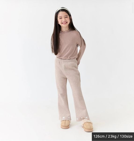 QBG03 - Quần nỉ len bebezoo ống loe thêu trái tim nhiều màu cho bé size 100-160
