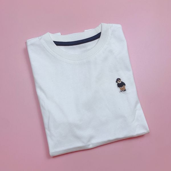 ABT64- Áo cotton thêu gấu trơn nhiều màu BTBG size 120-160