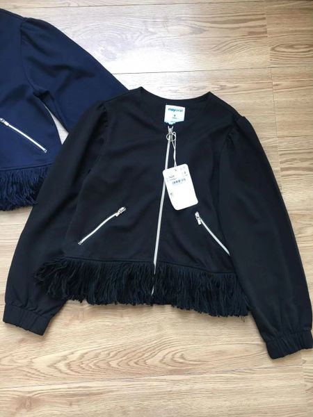 AK73 - Áo khoác chất umi dáng ngắn 2 màu đen/navy 8-18y