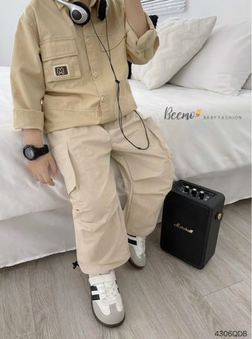 4666QDB - Quần kaki suông Beemo có rút gấu cho bé 3 màu size 90-130
