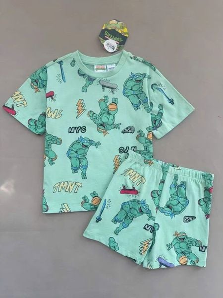 BBT32 - Bộ cotton dư xịn họa tiết Sonic, Ninja rùa, Hot wheels nhiều màu bé trai size 1-8y