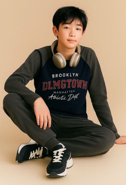 BBT04 - Bộ cotton MBCKids OLMGTOWN tay giác lăng dòng đại nhiều màu cho bé trai size 6-14y