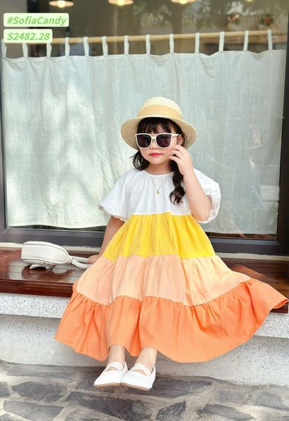 V00036 - Váy Sofia Candy thô tay bồng phối nhiều màu size 1-10y