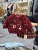 M2564001 - Set áo lông + chân váy kẻ đỏ noel cho bé size 73-100