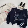 H0619 - Bộ nỉ lót nỉ đại Hàn Maibaokids 2 màu ghi/navy cho bé size 90-140