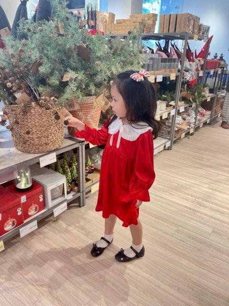 V00119 - Váy nhung đỏ phối cổ sen bèo trắng size 12m - 10y