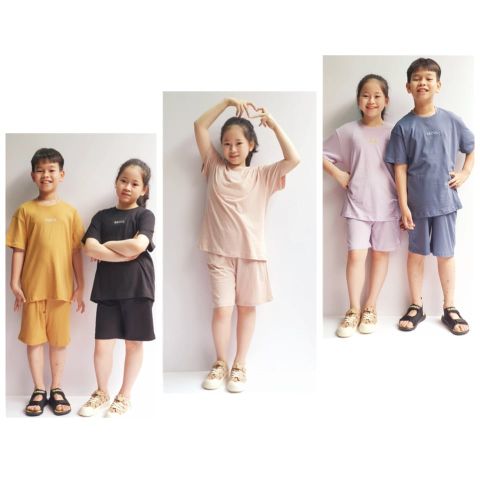 BBG33 - Bộ cotton Bee Mon nhiều màu thêu chữ ngực Paris / Seoul size 110 - 160