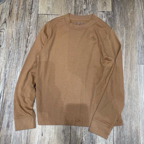 ABT26 - Áo cotton dài tay A.E nhiều màu trơn thêu ngực size 6 - 18y