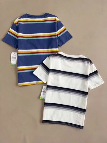 ABT79 - Áo cotton Colorful dư xịn kẻ 2 màu cho bé trai size 6-20y