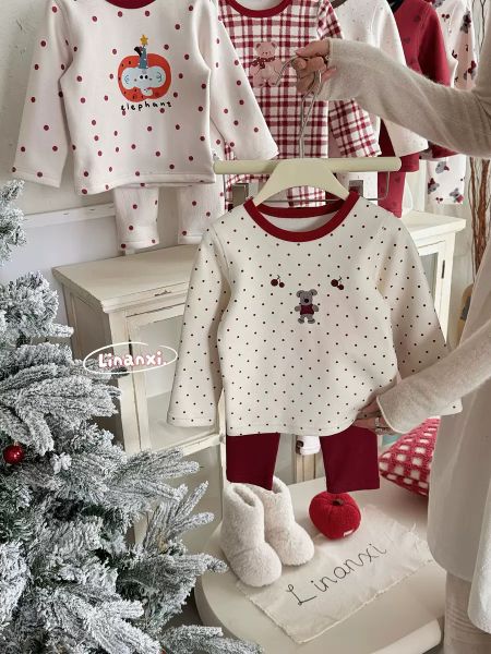 88437 - Bộ nỉ Linanxi dày ấm chủ đề noel nhiều mẫu cho bé size 90-140