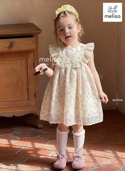 MLSDCC.4541 - Váy Melisa hoa hồng ngực phối ren size 2 - 12y
