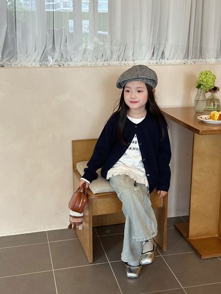 AK41 - Cardigan len AMBB trơn, kẻ nhiều màu cho bé gái size 90-160