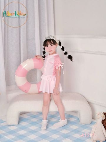 A1217 - Bộ bơi Alber kids bé gái liền thân màu hồng size 90-150