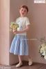 LUBCC.1972 - Set bộ trẻ em Luca & Luca áo trắng + chân váy caro xanh size 6-12y
