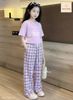 BJJTC.7397 - Bộ Jam & Jenny áo tím + quần kẻ cho bé size 6-12y