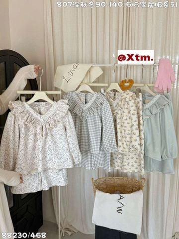 88230 - Bộ nỉ dày đại hàn LNX cổ bèo V nhiều mẫu Bé Gái size 90 - 140