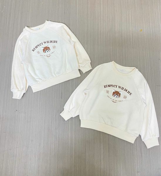 ABT17 - Áo nỉ nhung màu kem họa tiết hình cáo cho bé size 110-150