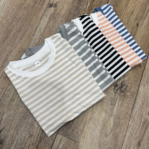 XH25 - Áo cotton Muji cộc tay kẻ nhiều màu cho bé size 110-150