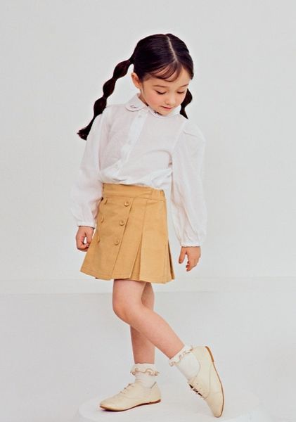 ABG41 - Áo sơ mi thô đũi Toto Heros trắng cổ sen thêu hoa hồng size 110 - 150