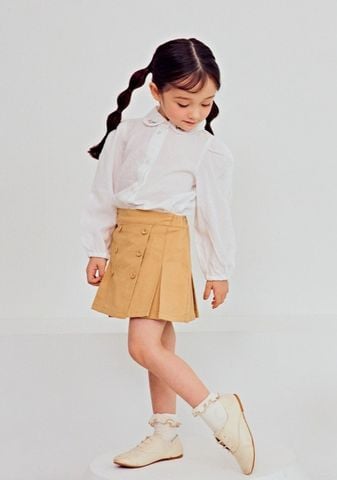 ABG41 - Áo sơ mi thô đũi Toto Heros trắng cổ sen thêu hoa hồng size 110 - 150