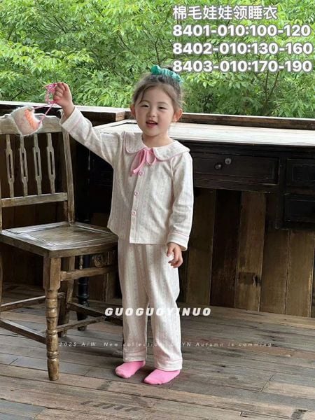 BBG10 - Bộ Pyjama vải thun GuoguoYinuo nhiều màu cho bé gái size 100-190