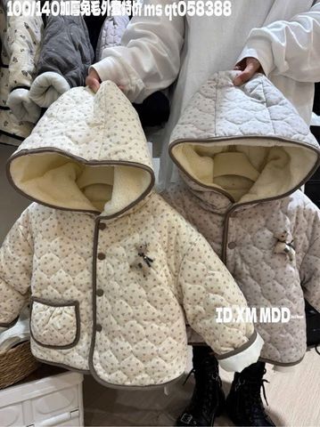 AK17 - 88809 - 88808 - Áo khoác chần bông lót lông hoa nhí BG size 100 - 140