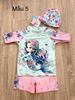 DB00040 - Bộ bơi 3ct kèm mũ hoạ tiết tiên cá nhiều màu cho bé gái size 90-140