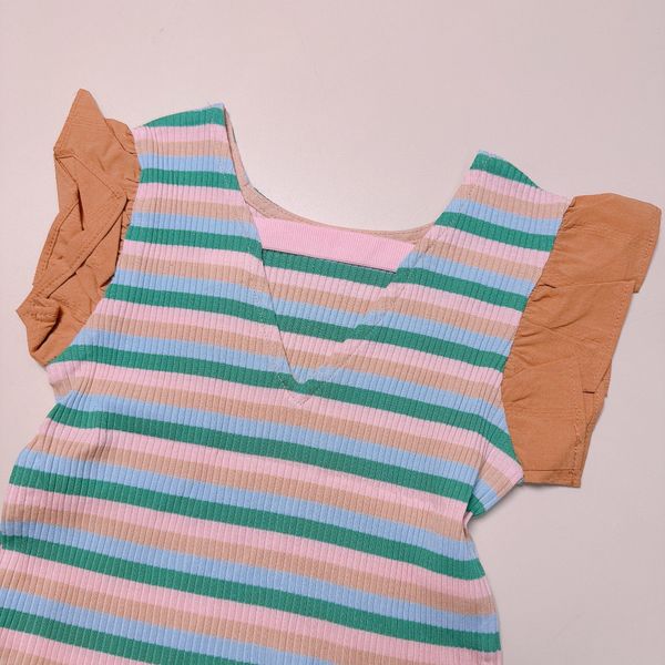 ABG36 - Áo thun tăm MM kẻ sắc màu tay cánh tiên bé gái size 90-120