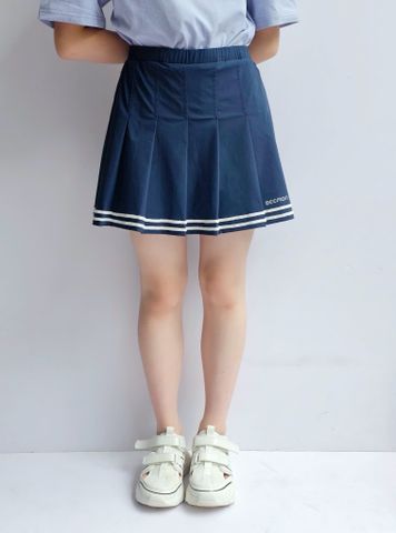 CVAY05 - Chân váy Beemon xếp ly viền kẻ cho bé gái 2 màu đen/navy size 120-160