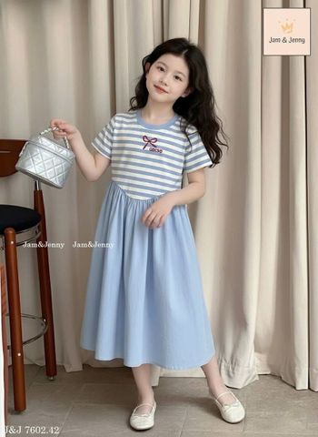 JJDCC.7602 - Đầm trẻ em Jam & Jenny kẻ xanh size 6-12y