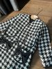 V00169 - Set áo khoác + váy dạ tweed họa tiết gingham trắng đen size 1 - 10y