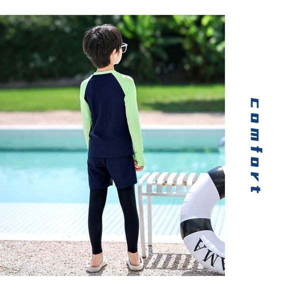 1166 - Bộ bơi YUKE dài tay, quần dài chống nắng bé trai size XL-6XL
