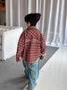 25F136 - Áo sơ mi AMBB vải dạ mềm kẻ nâu đỏ bé trai size 110-170
