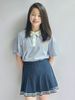 CVAY05 - Chân váy Beemon xếp ly viền kẻ cho bé gái 2 màu đen/navy size 120-160
