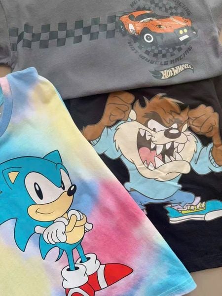 BBT32 - Bộ cotton dư xịn họa tiết Sonic, Ninja rùa, Hot wheels nhiều màu bé trai size 1-8y