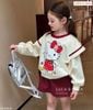 LU 1542 - Set LUCA áo nỉ màu kem kitty - chân váy đỏ chấm bi size 2 - 12y